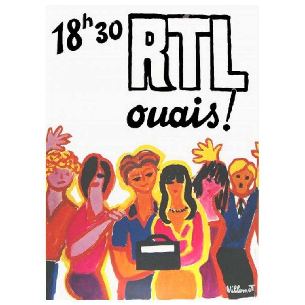 Villemot RTL Radio Station Original Vintage Poster For Sale
