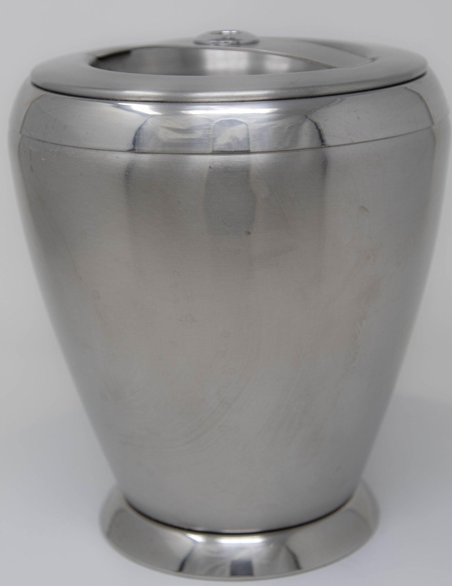 German Villeroy and Boch Bogart Chrome Ice Bucket with Liner and Lid For Sale