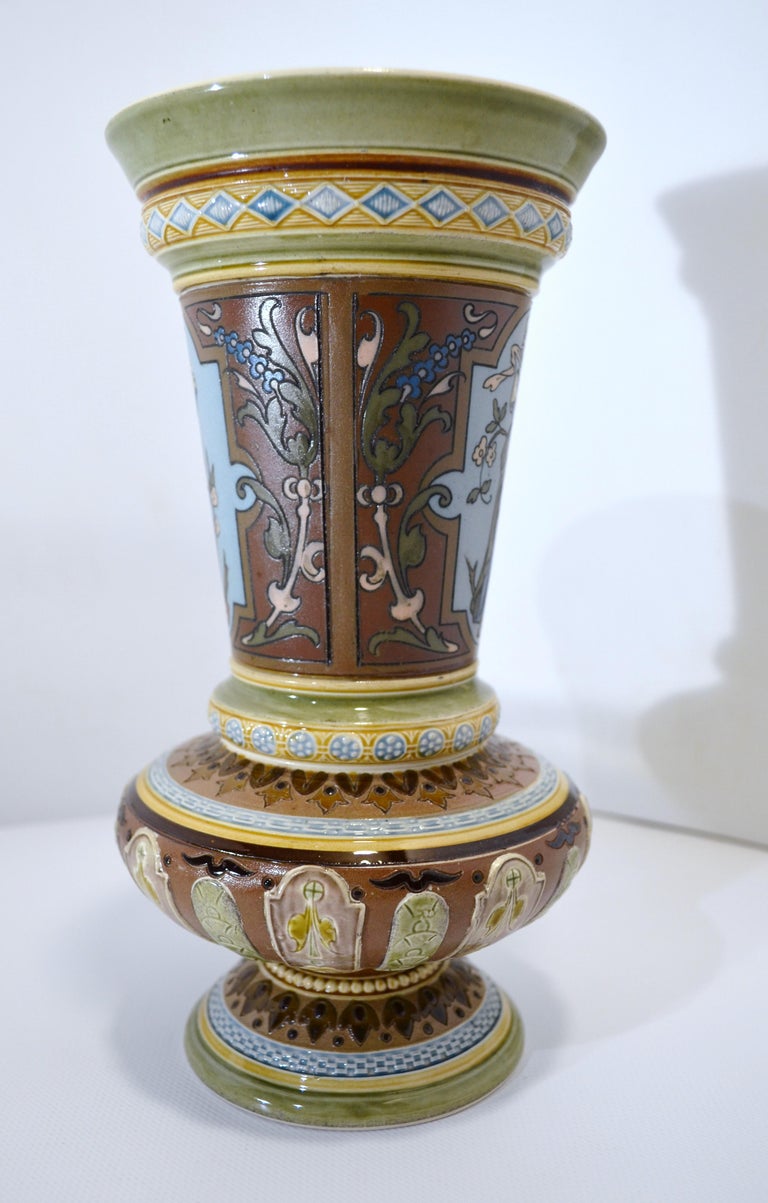 Villeroy and Boch Mettlach 1890 1900 Mosaic Ceramic Vase Decorated with
