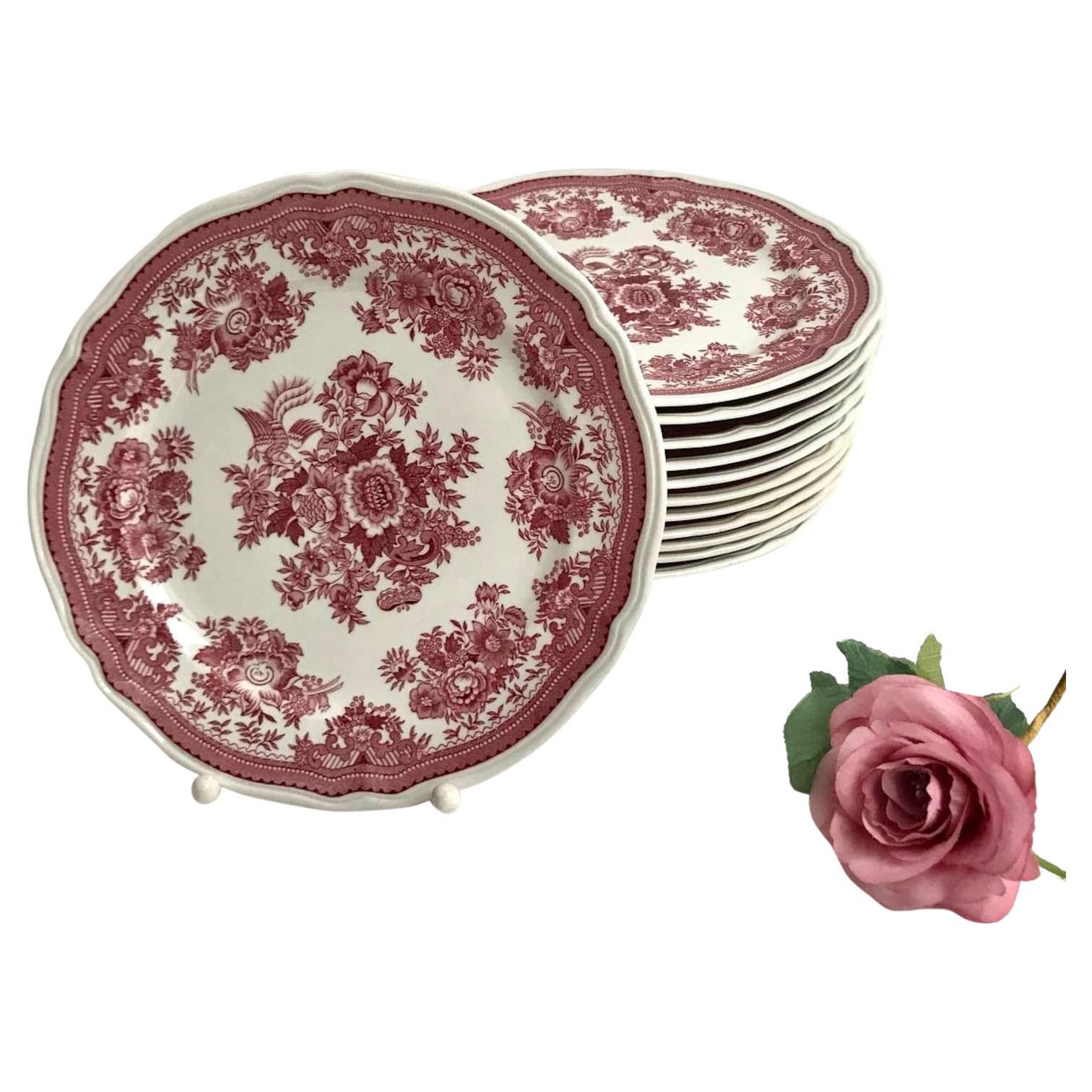 Villeroy and Boch Red Fasan Plates Vintage Red and White Dinner Plates For Sale