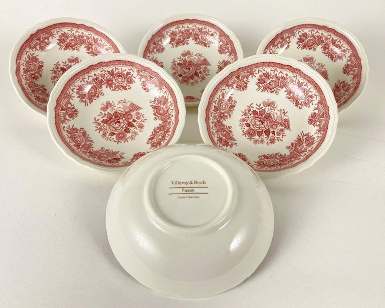 Villeroy and Boch Red Fasan Small Bowl Vitro Porcelain Bowl, Germany