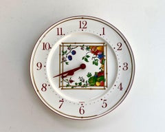 Reloj de pared vintage de Villeroy & Boch con decoración Mon Jardin, 1990
