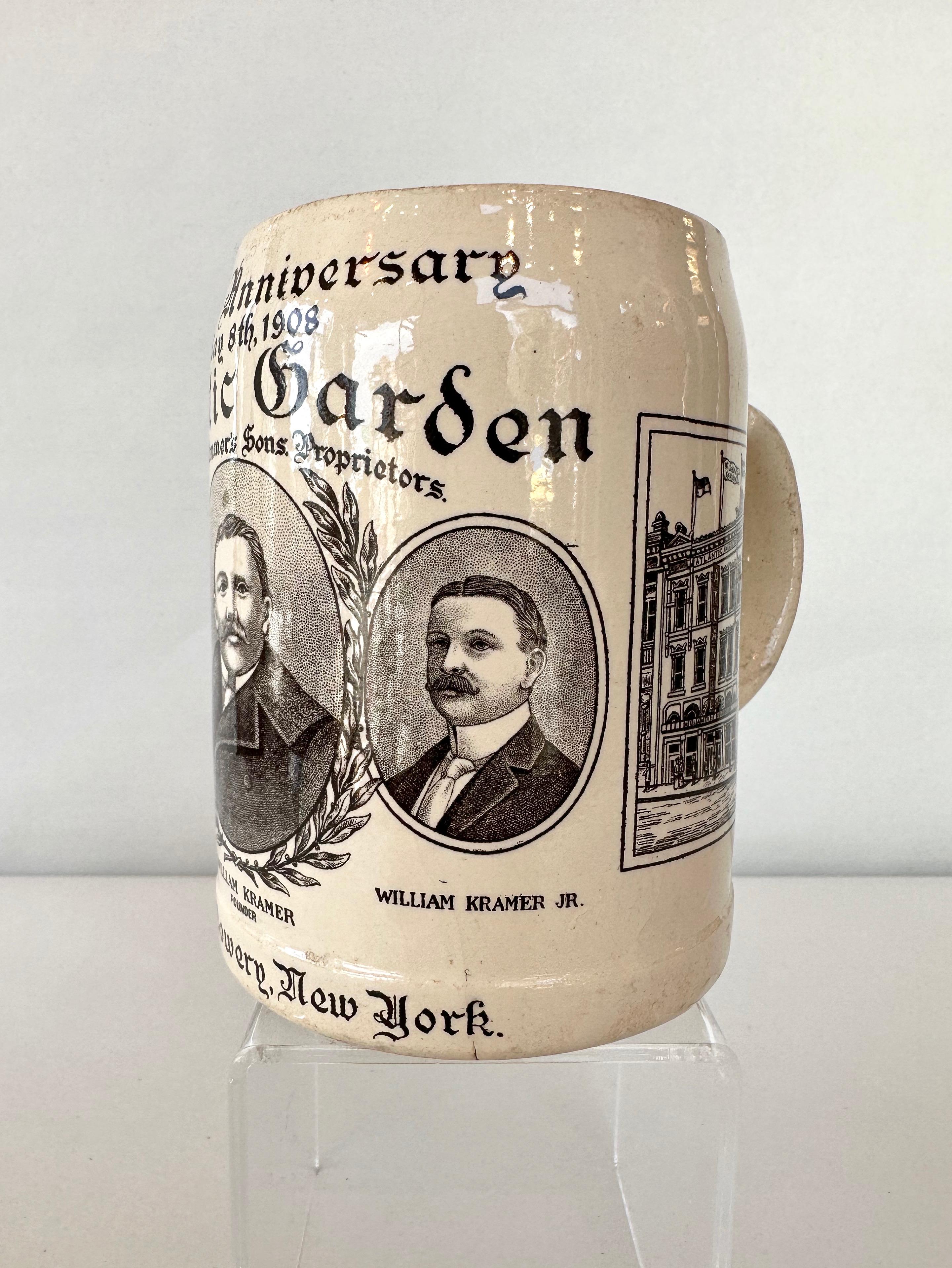 Allemand Villeroy & Boch - Beer Stein commémoratif du 50e anniversaire du jardin Atlantic, 1908 en vente