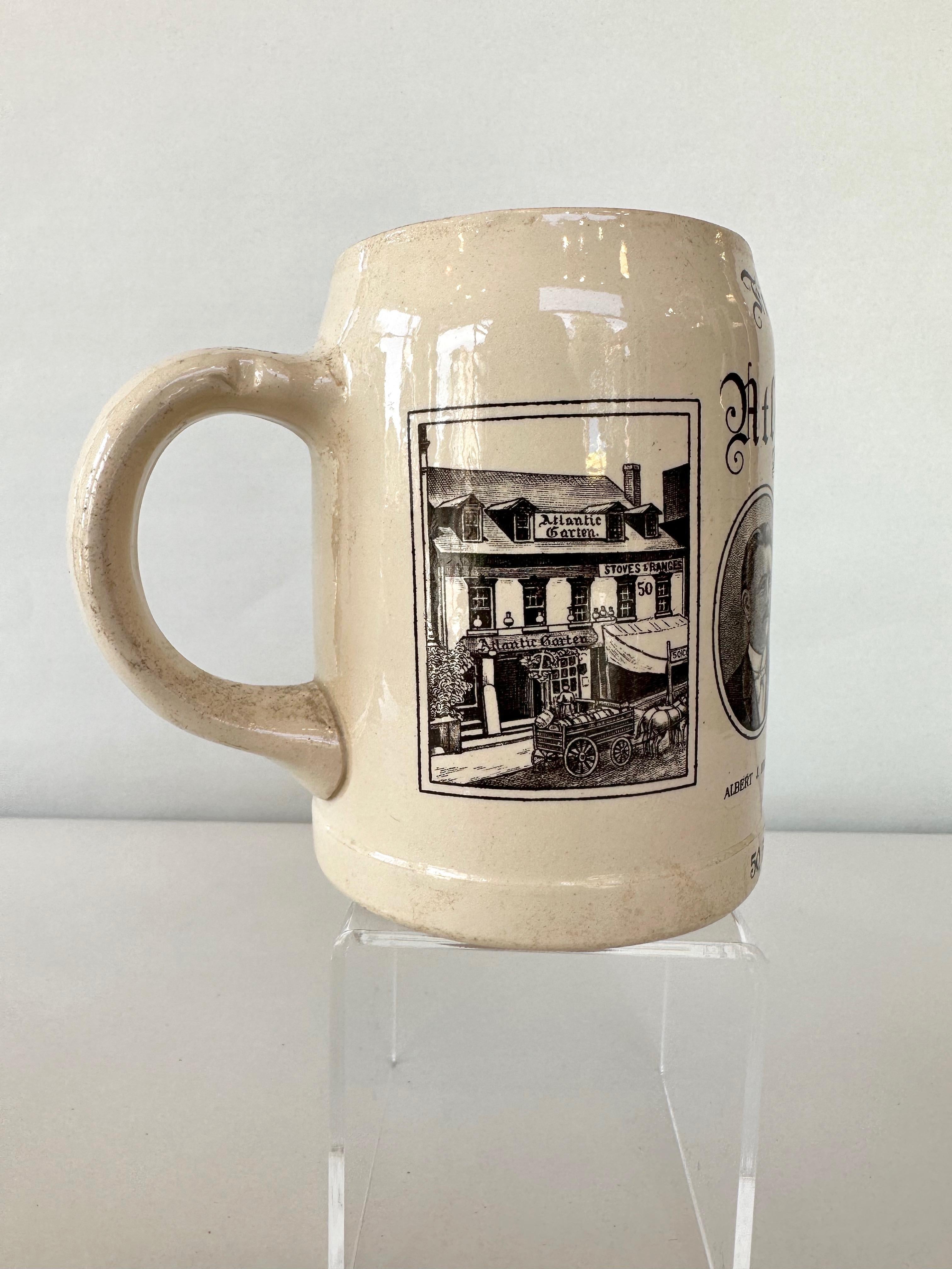 Early 20th Century Villeroy & Boch 1908 Atlantic Garden 50th Anniversary Commemorative Beer Stein For Sale