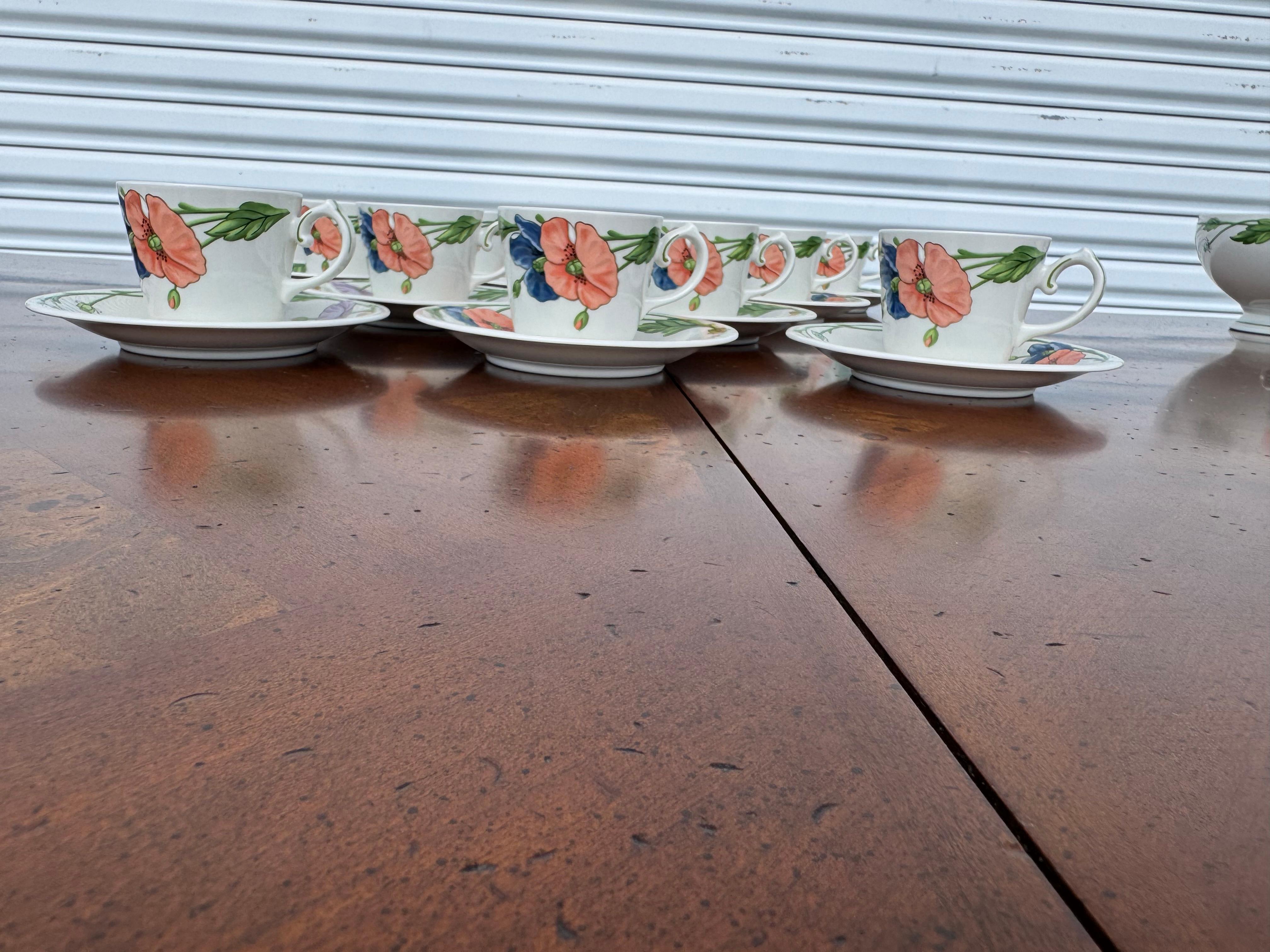 20th Century Villeroy & Boch Amapola Floral Gravy Boat and more Tea Cups & Plates