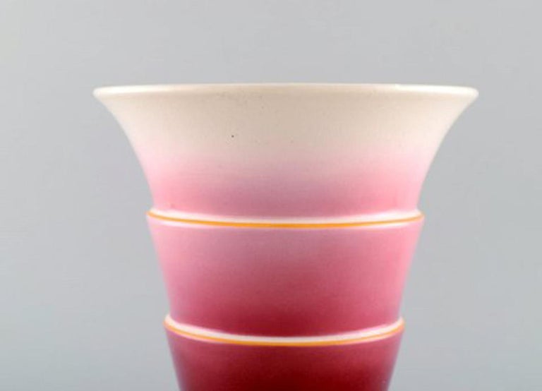Villeroy And Boch Art Deco Faience Vase In Purple And Pink Shades
