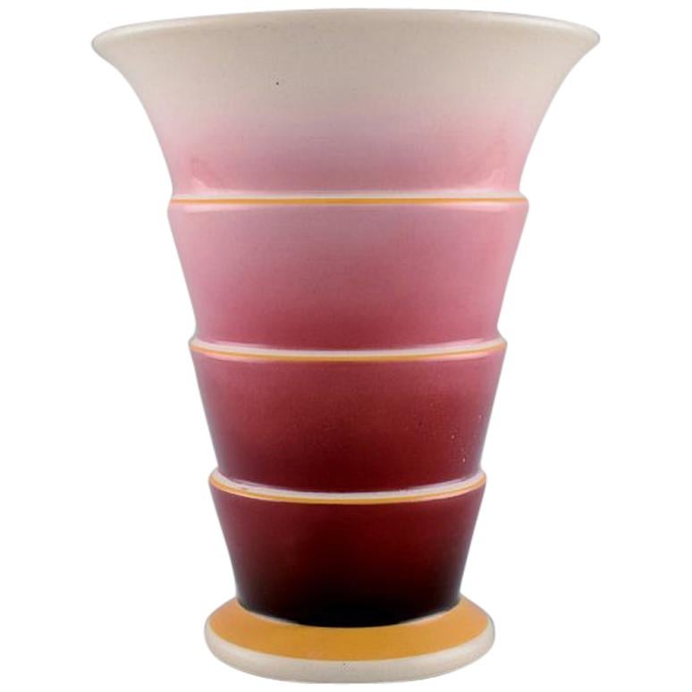 Villeroy & Boch Art Deco Faience Vase in Purple and Pink Shades, 1930s-1940s