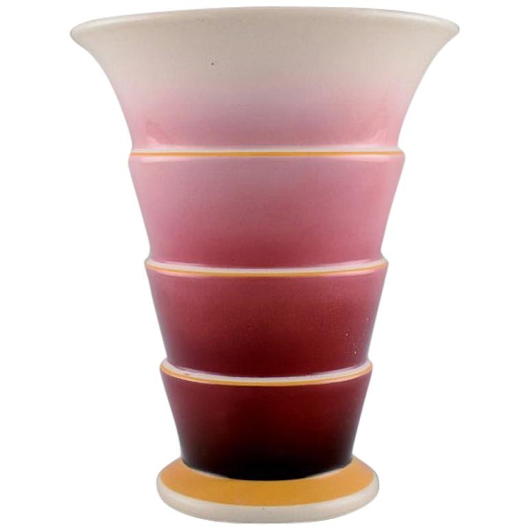 Villeroy And Boch Art Deco Faience Vase In Purple And Pink Shades