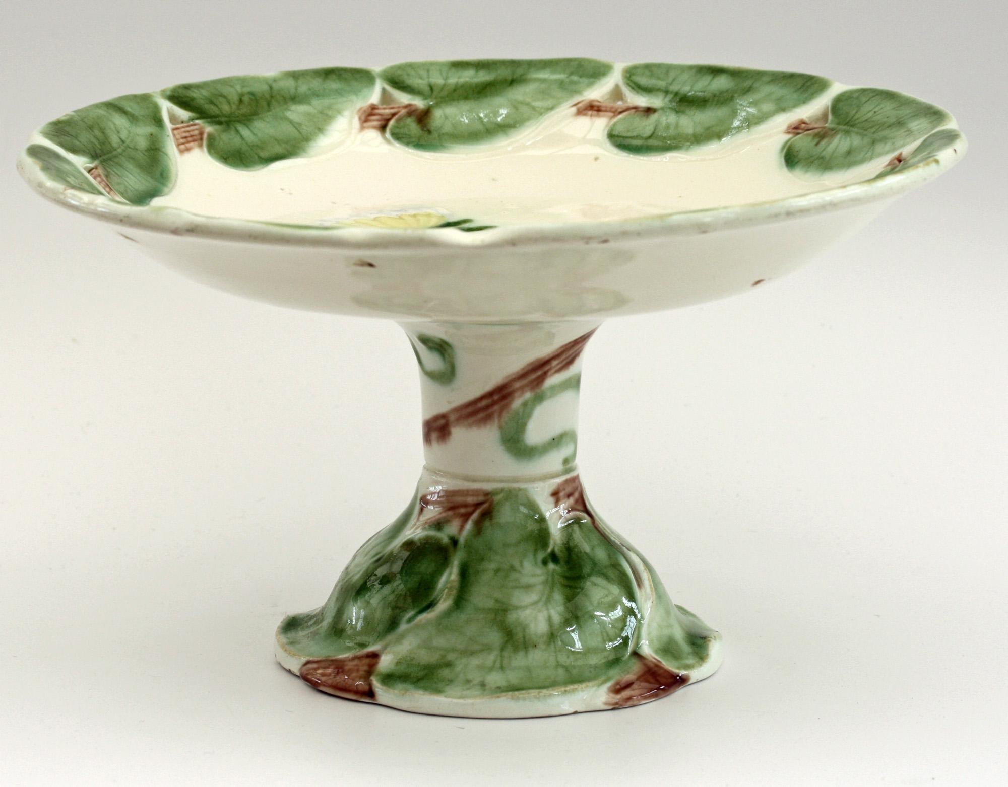 Villeroy & Boch Art Nouveau Tubelined Floral Majolica Pottery Tazza For Sale 2