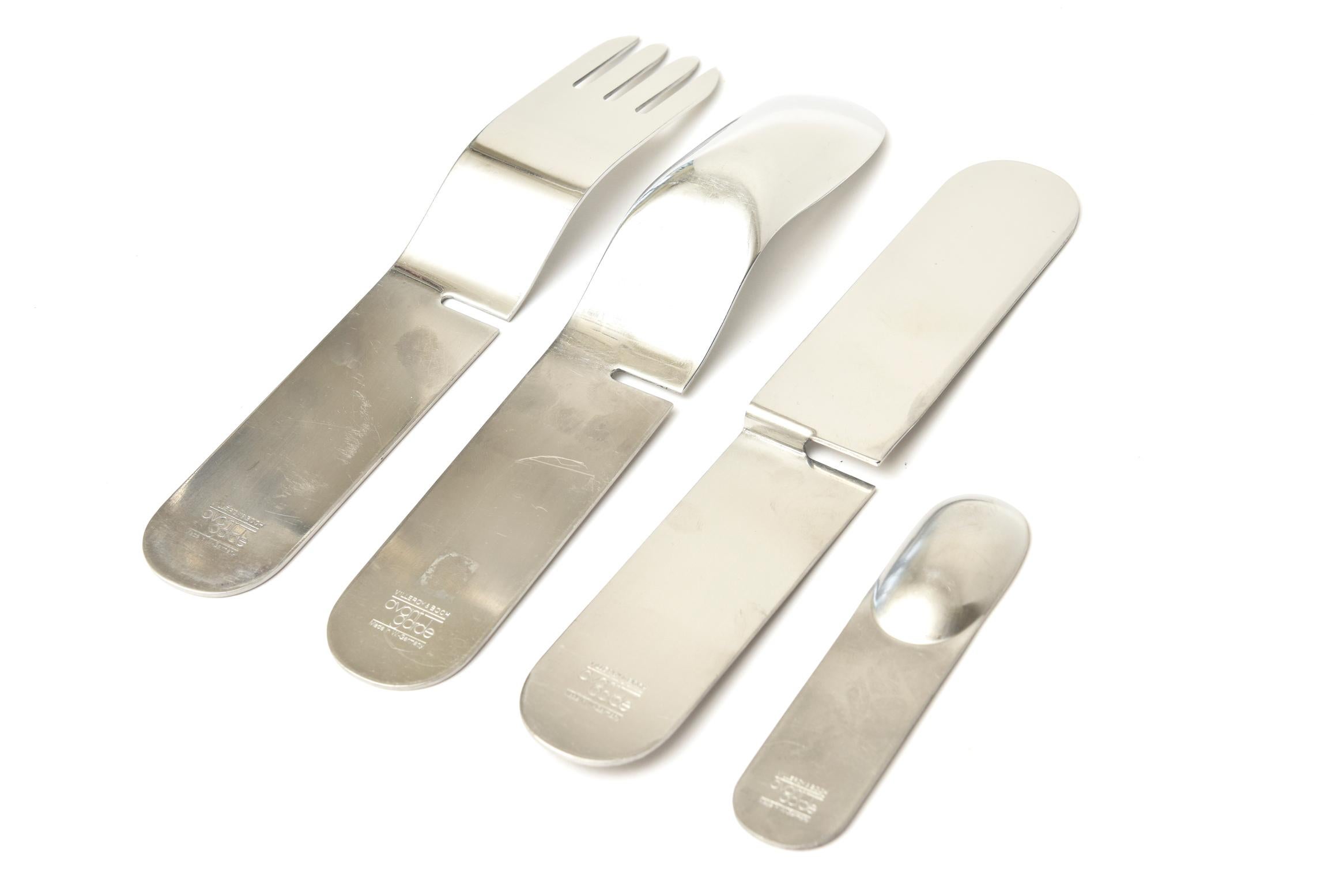 Villeroy & Boch Avant Garde Stainless Steel One Flatware Set Vintage In Good Condition For Sale In North Miami, FL