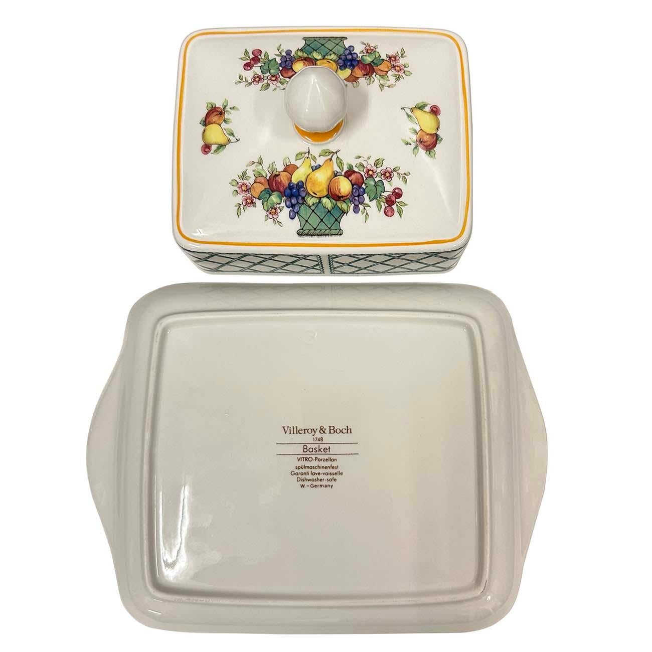 Villeroy & Boch Korb Seltene rechteckige Deckel-Butterschale mit Deckel im Angebot 3