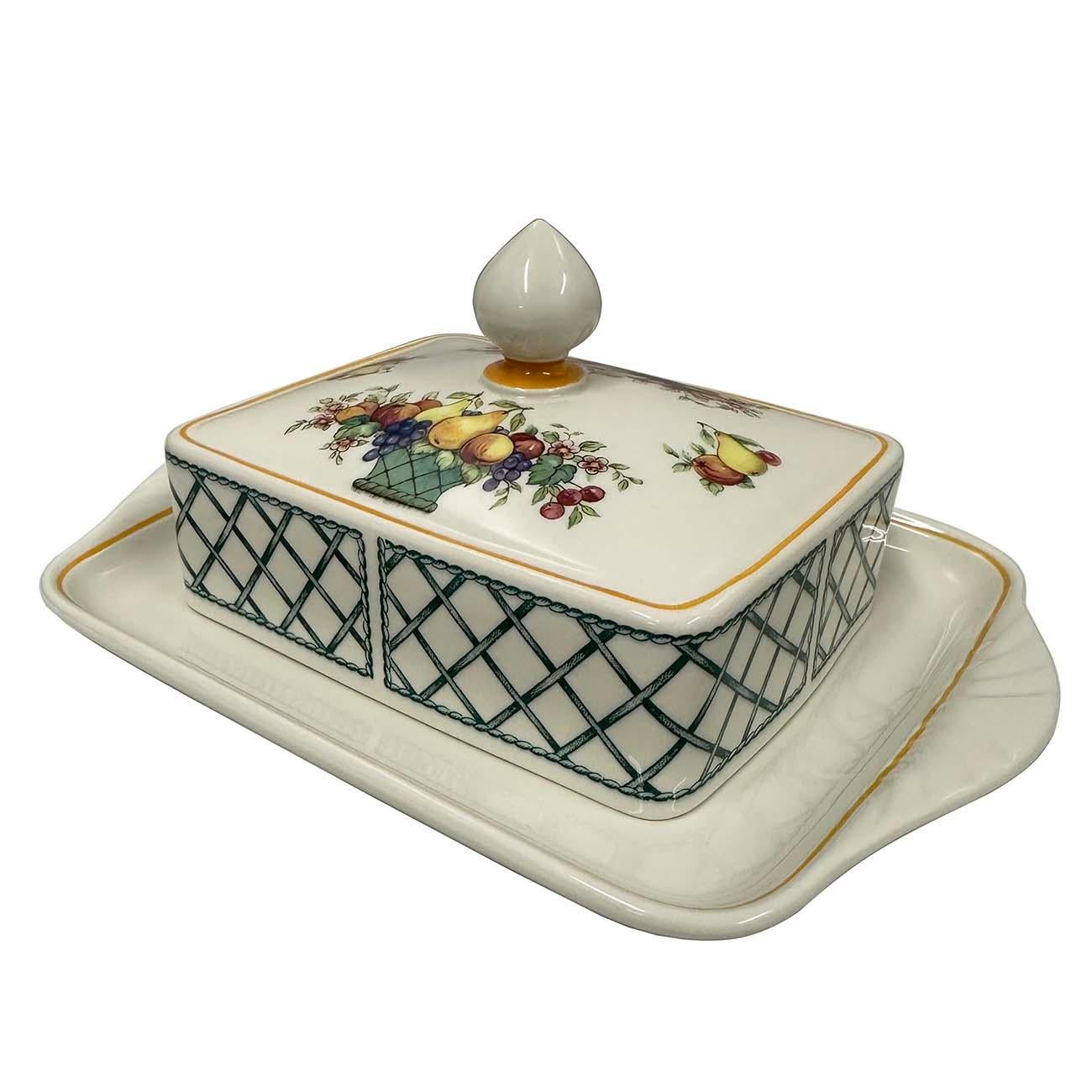 Villeroy & Boch Korb Seltene rechteckige Deckel-Butterschale mit Deckel (Handbemalt) im Angebot