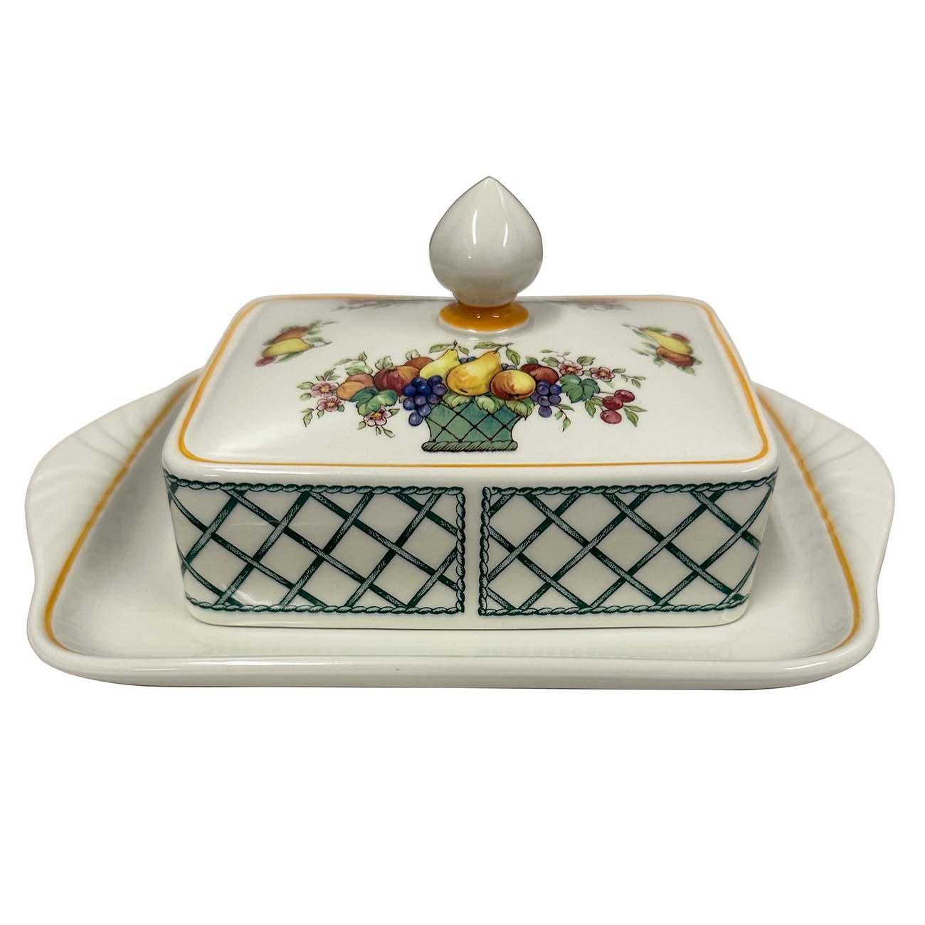 Villeroy & Boch Korb Seltene rechteckige Deckel-Butterschale mit Deckel (Porzellan) im Angebot