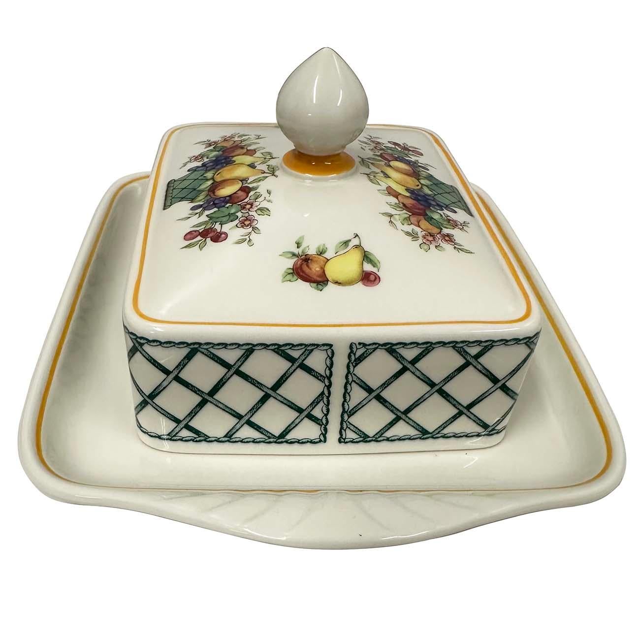 Villeroy & Boch Korb Seltene rechteckige Deckel-Butterschale mit Deckel im Angebot 1
