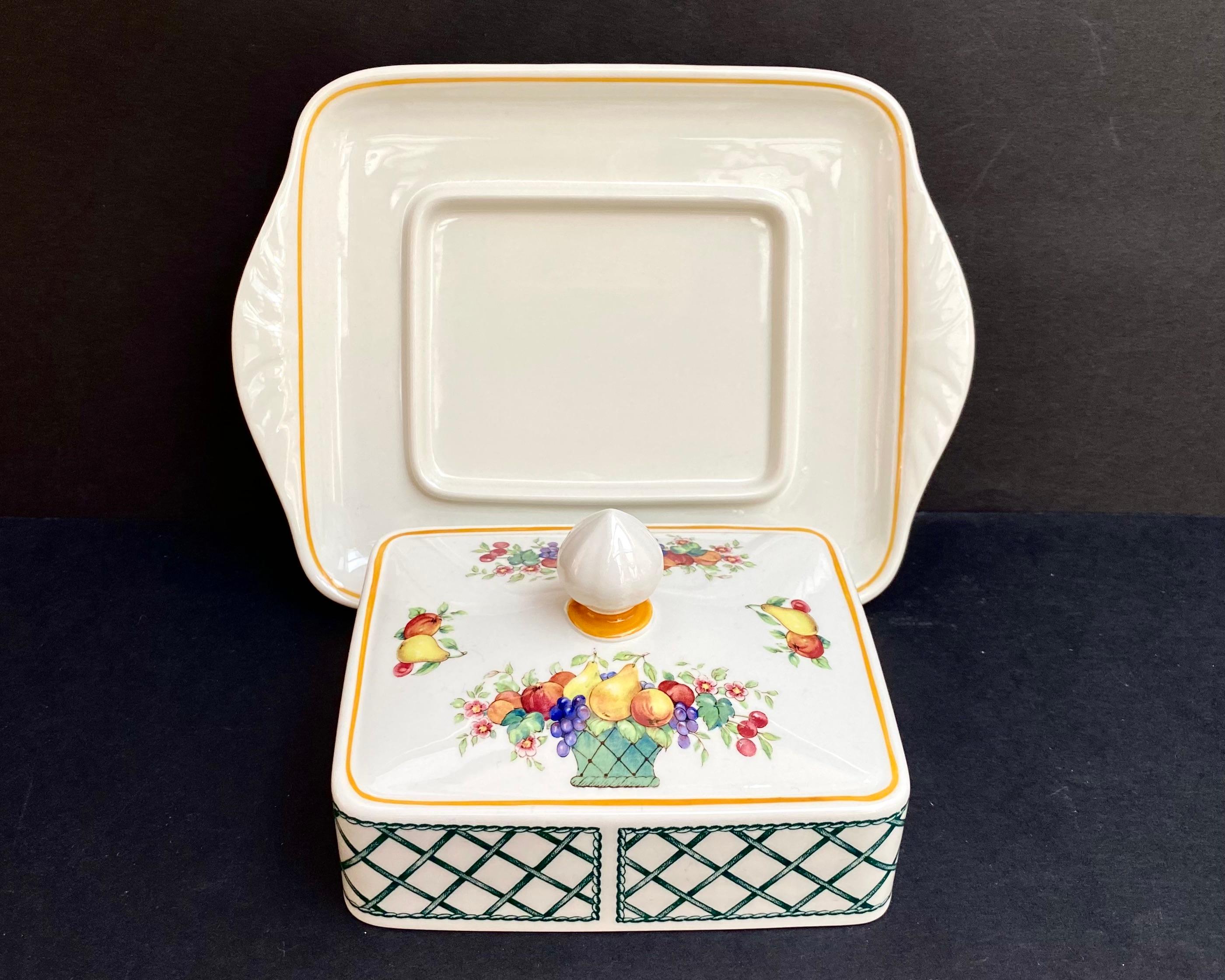 Villeroy & Boch Basket Rare Rectangular Covered Butter Dish, Germany, 1970 In Excellent Condition For Sale In Bastogne, BE