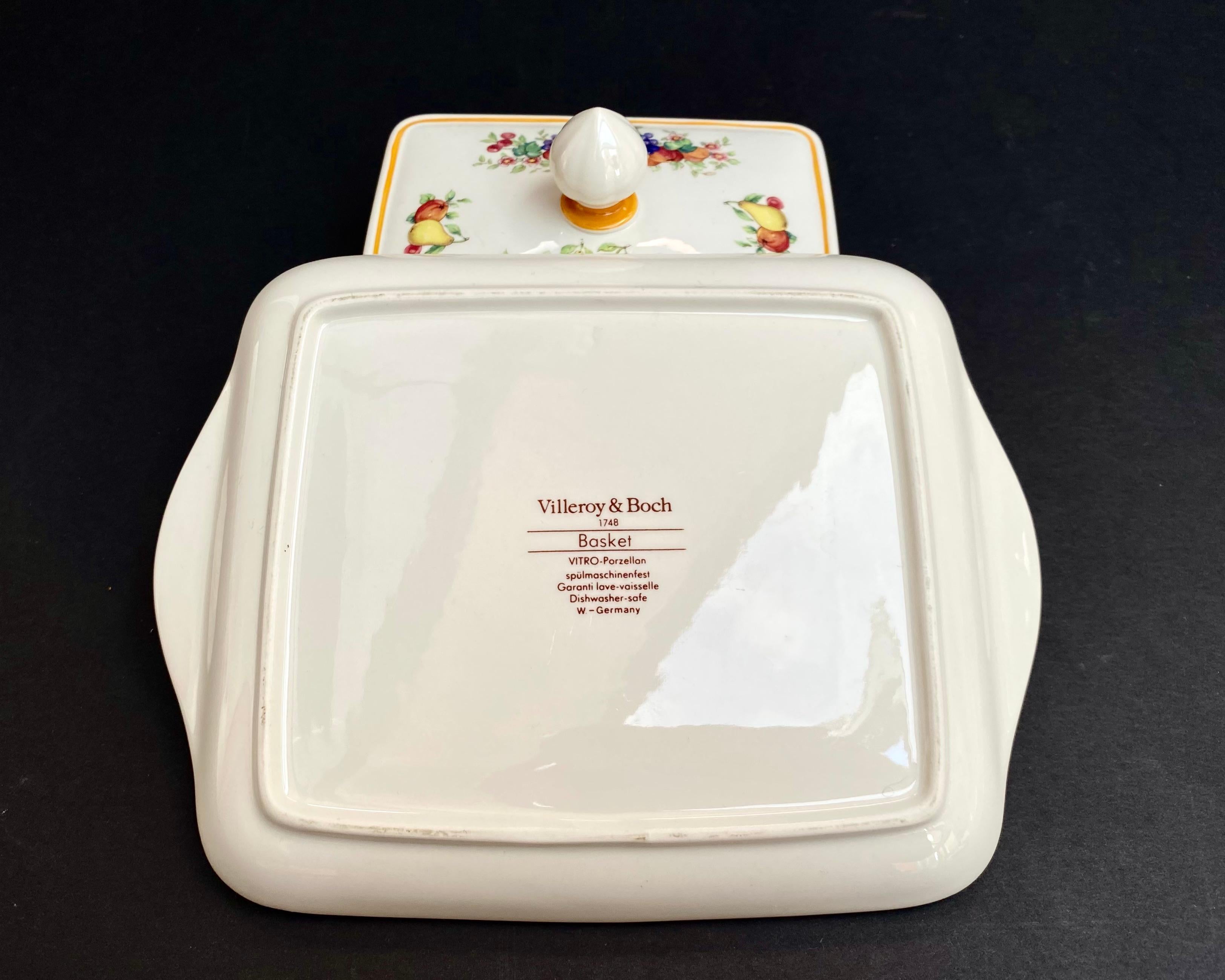 Villeroy & Boch Basket Rare Rectangular Covered Butter Dish, Germany, 1970 For Sale 1