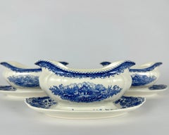 Villeroy & Boch Blue Burgenland Gravy Boat with Attached Underplate, Germany