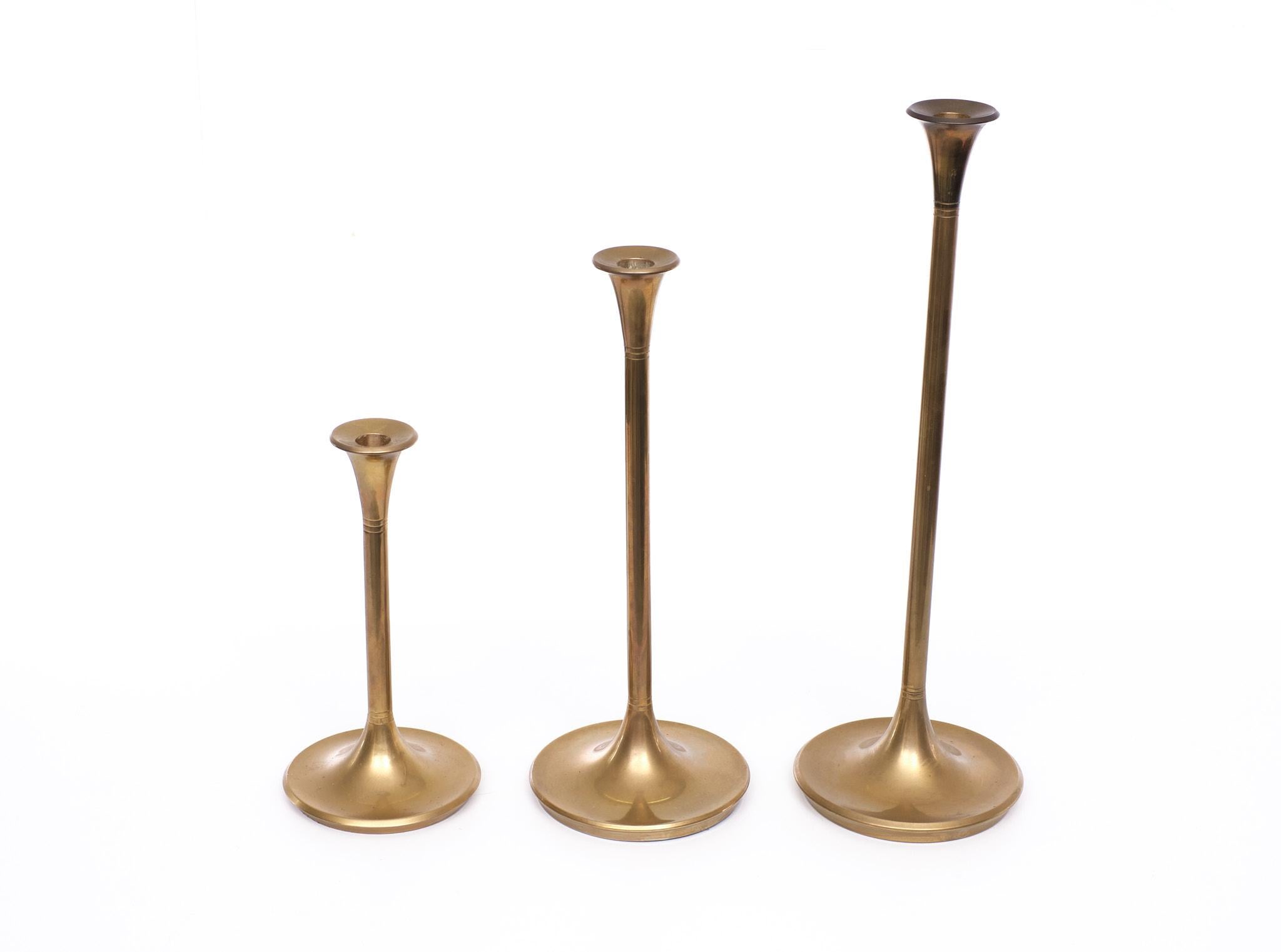Moderno Bastoni per candele in ottone Villeroy & Boch Germania anni '80 Set di 3 in vendita