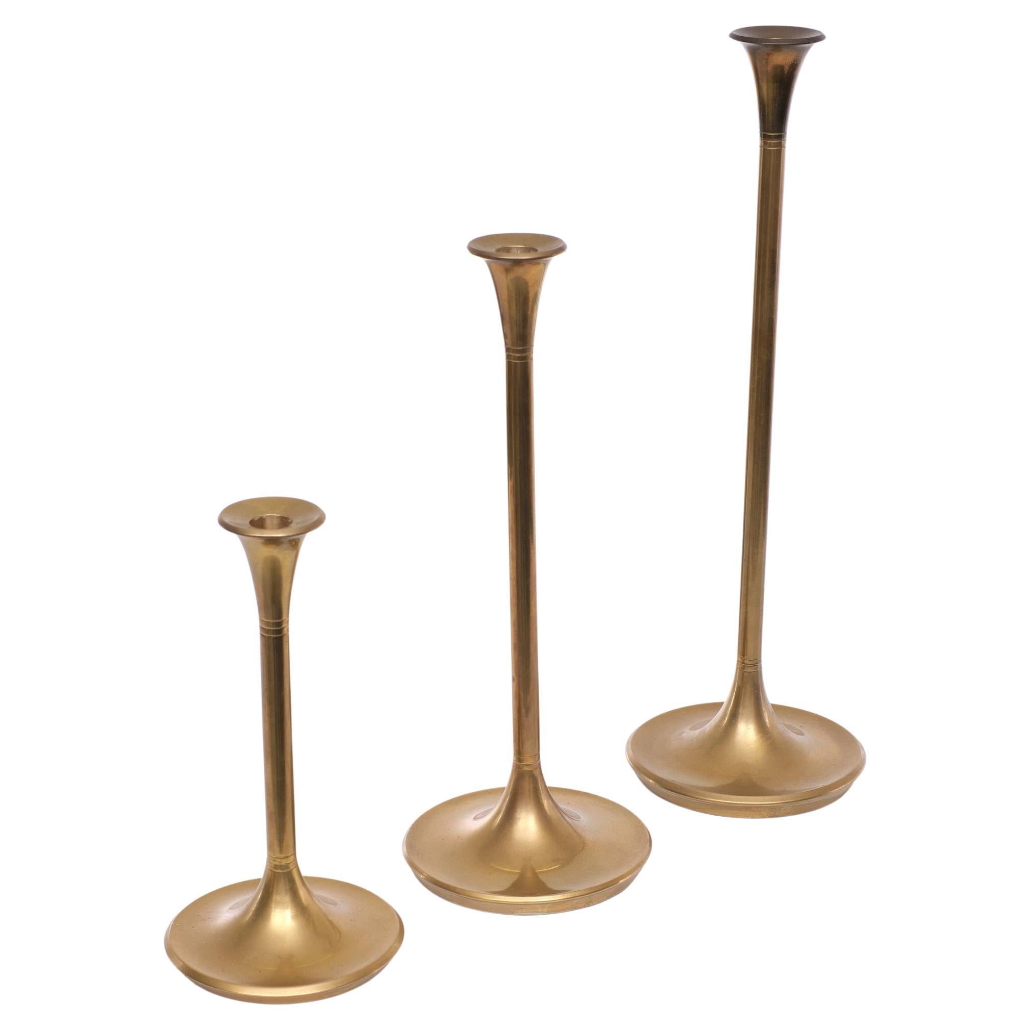 Villeroy & Boch Brass Candle Sticks Germany 1980s Set of 3 For Sale