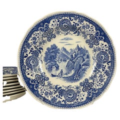 Villeroy & Boch Burgenland Blue Deep Soup Bowls, Germania, 9 pezzi, Vintage