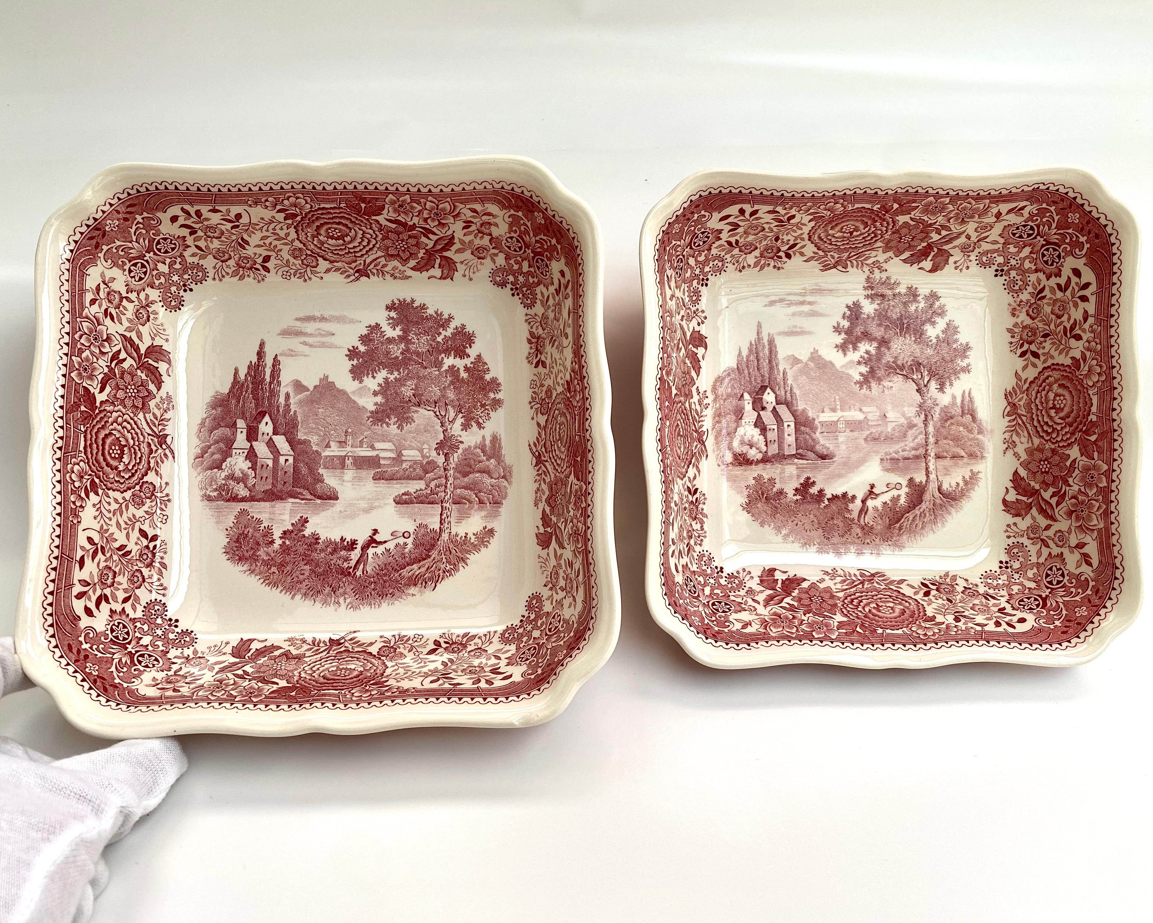 Villeroy & Boch Burgenland Rotes Essteller-Couchtisch-/Teeservice/Serviergeschirr-Set, Deutschland (Ende des 20. Jahrhunderts)