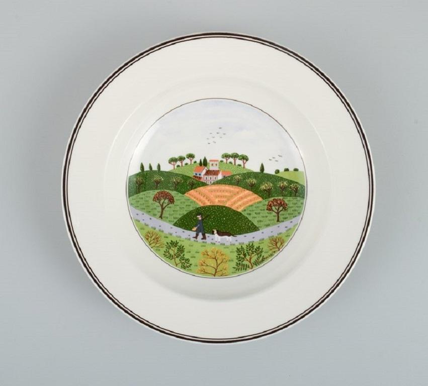 German Villeroy & Boch, Design Gérard Laplau, Set of Six Deep Porcelain Plates For Sale