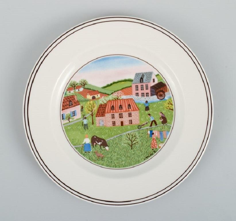 Folk Art Villeroy & Boch, Design Gérard Laplau, Set of Six Porcelain Plates For Sale