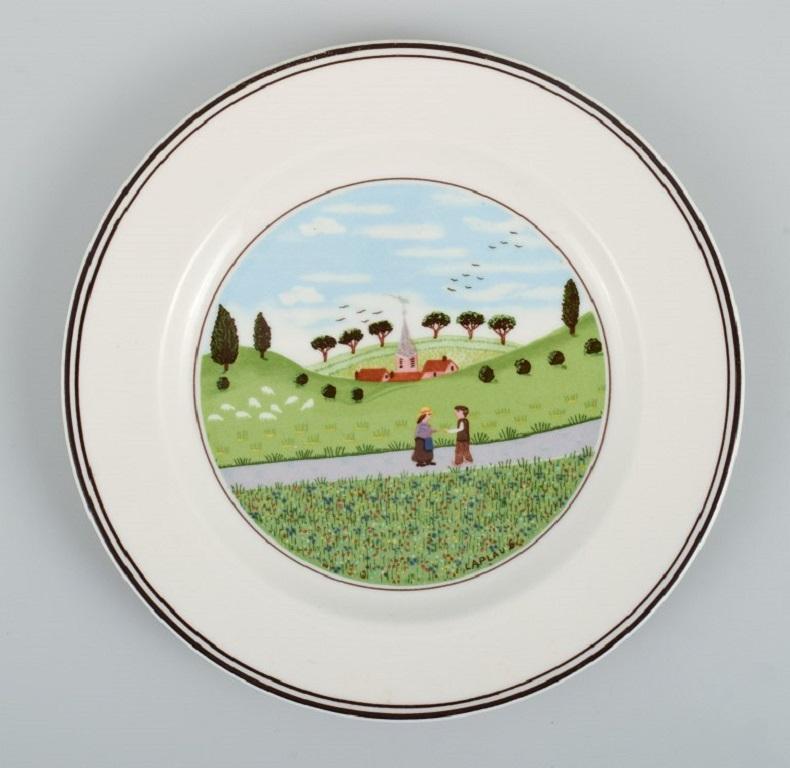 German Villeroy & Boch, Design Gérard Laplau, Set of Six Porcelain Plates For Sale