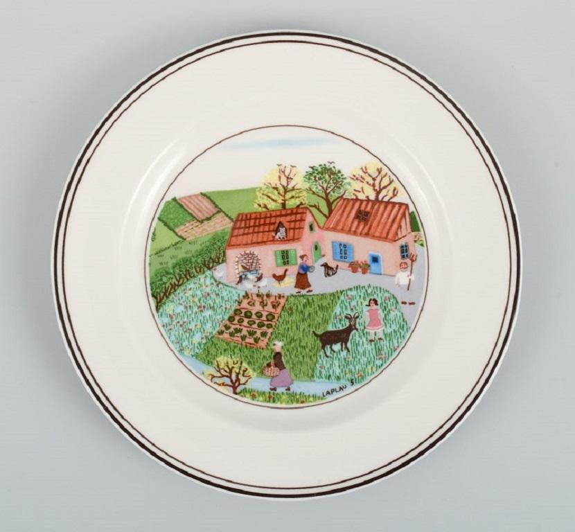 Hand-Painted Villeroy & Boch, Design Gérard Laplau, Set of Six Porcelain Plates For Sale