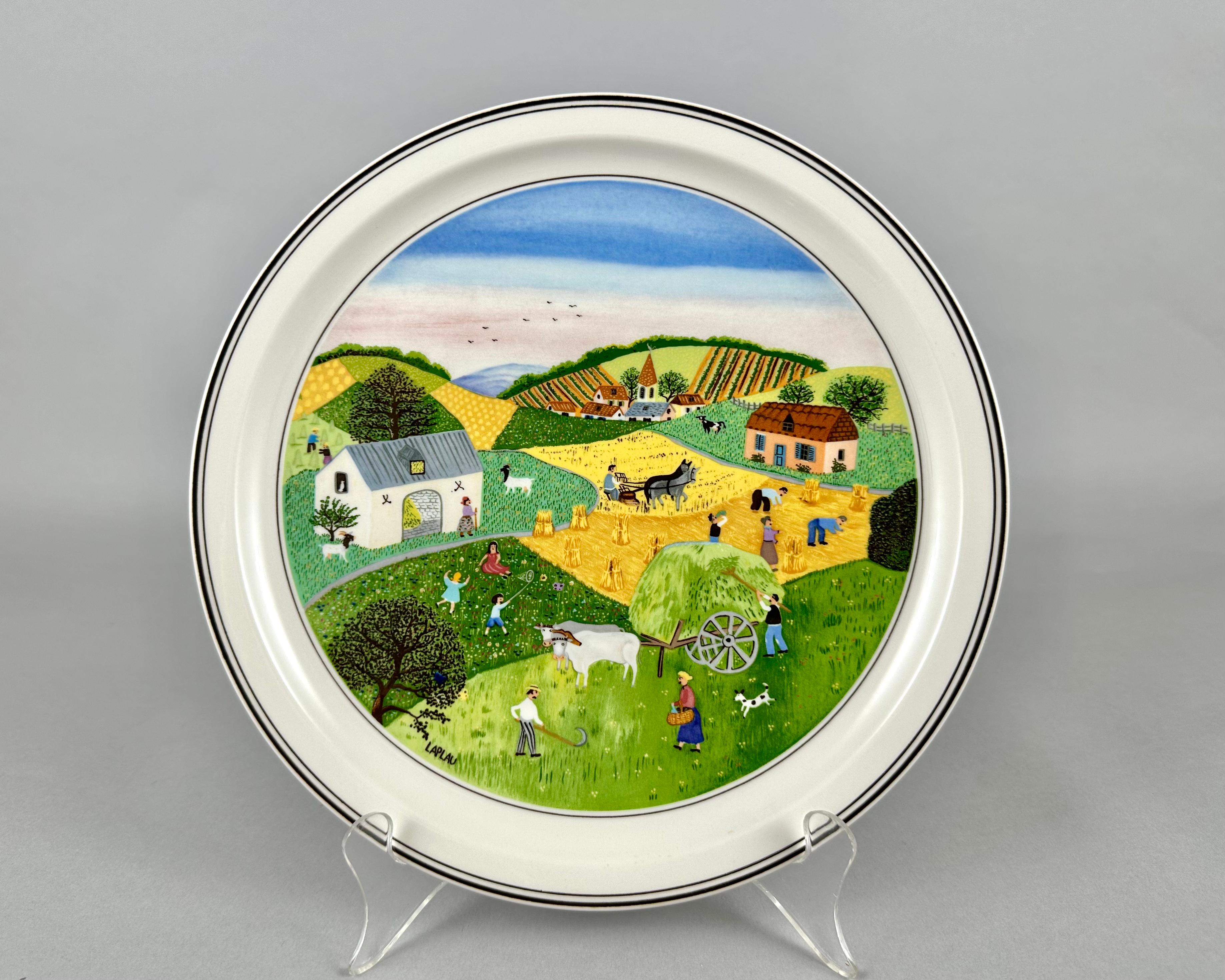 The four collectable plates made by the renowned porcelain manufacturer, Villeroy & Boch.

The Four Seasons Design by Gerard Laplau.

Luxembourg, 1980s.

These plates were commissioned from the French artist Gerard Laplau using the 'niaf' or naive