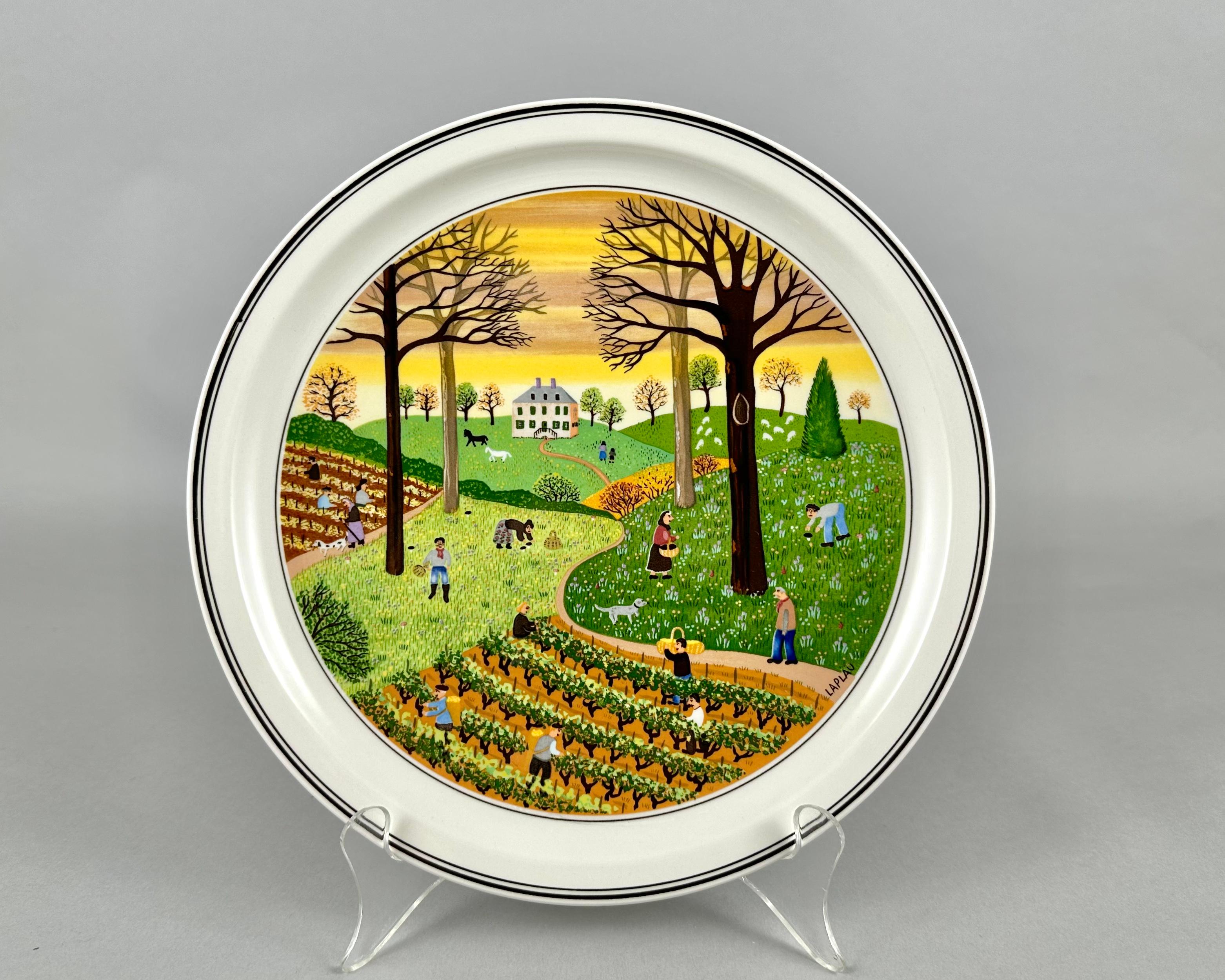 Villeroy & Boch Design Naif Decorative Plates Four Seasons by G. Laplau, Set 4 In Excellent Condition In Bastogne, BE