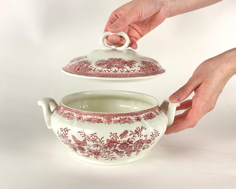Villeroy and Boch Large Soup Tureen, Red Fasan Series, Germany For Sale