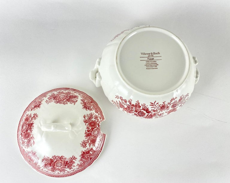Villeroy and Boch Large Soup Tureen, Red Fasan Series, Germany For Sale