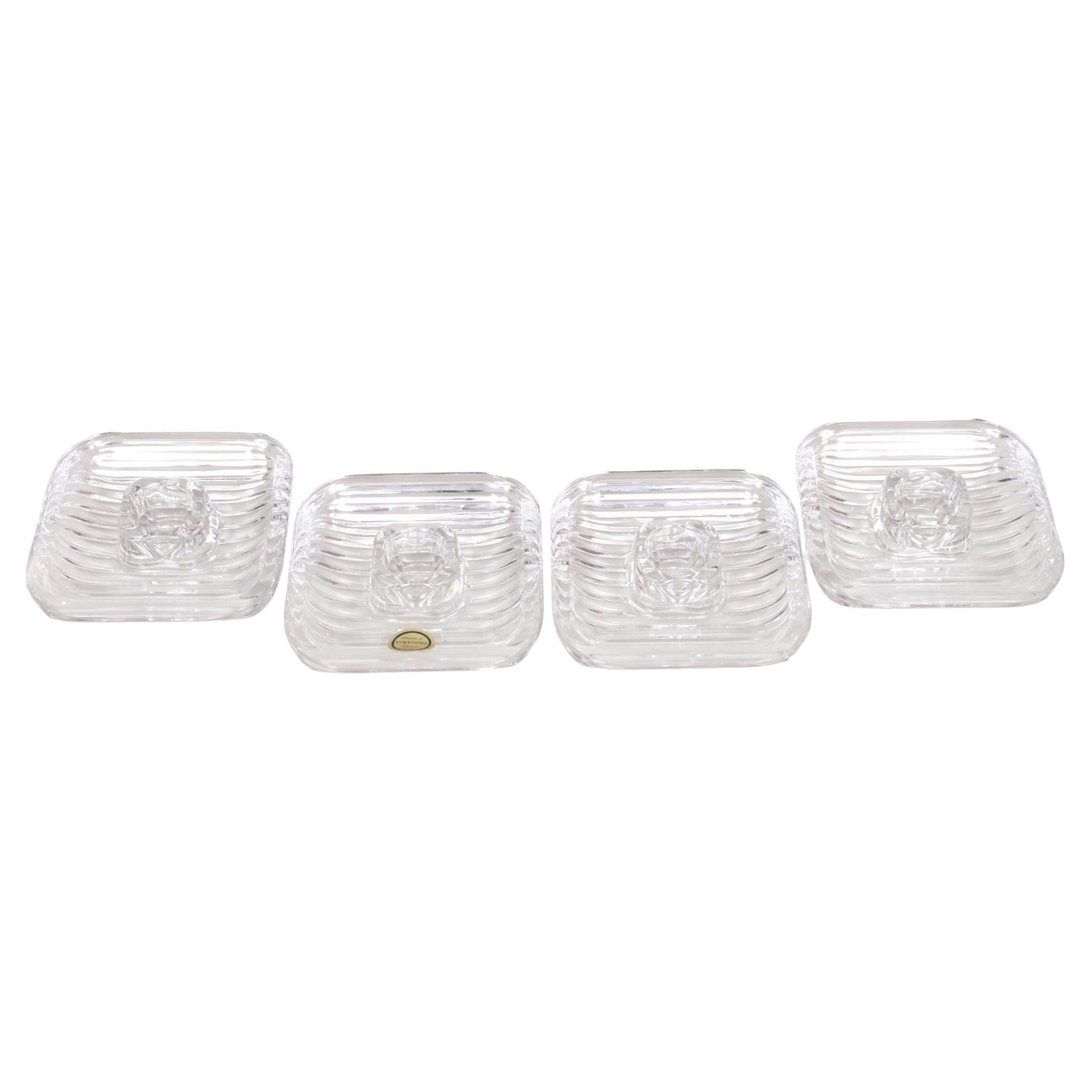 Villeroy 
Boch Lead Crystal Quadra Candle Holders - Set of 4 For Sale
