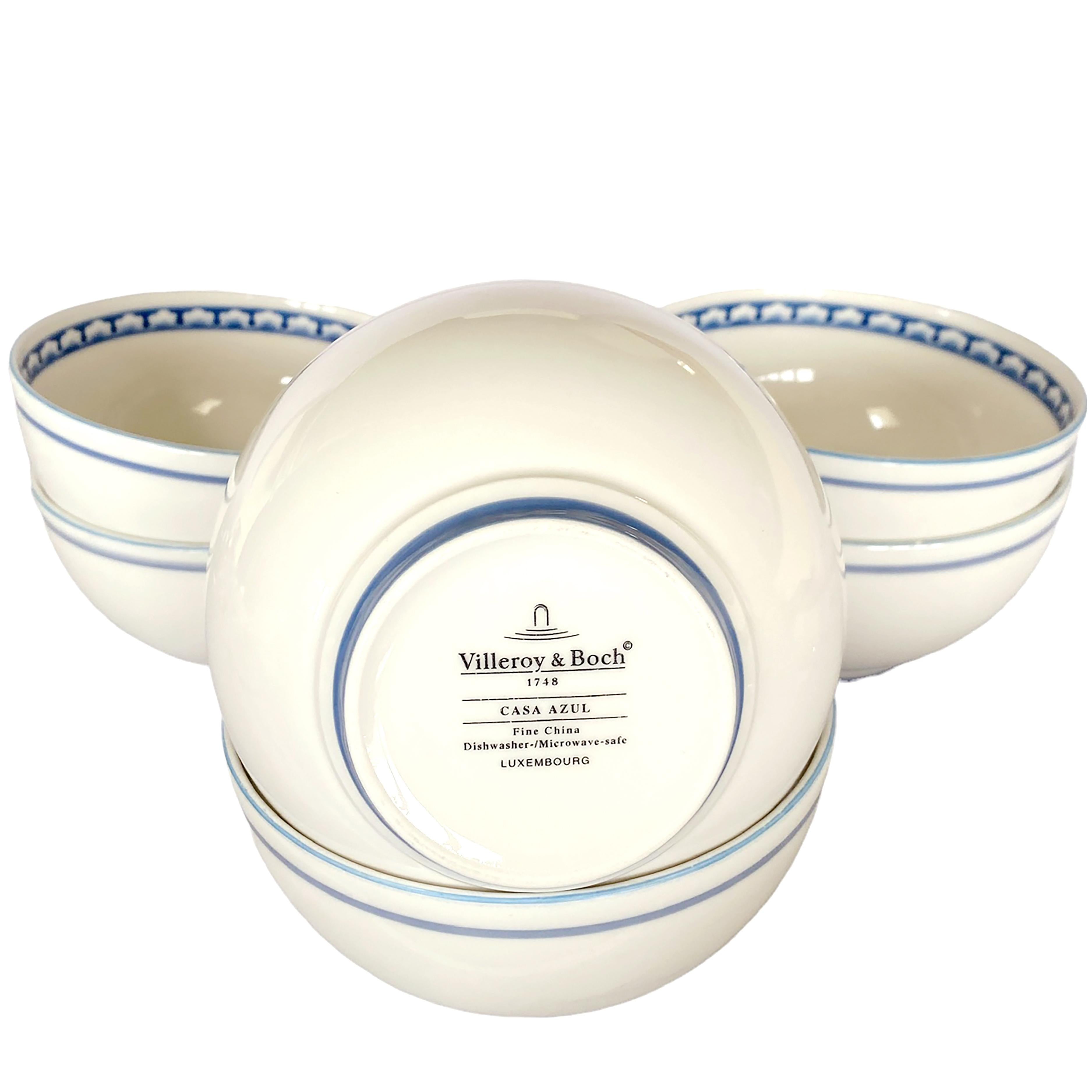 Set of 6 blue and light cream good size Rice Bowls.
Width: 5 5/8 in
Height: 3 in
Crafted In Luxembourg / Germany
Microwave Safe, Dishwasher Safe
Rare to find a set.
We have other Casa Azul items from Villeroy & Boch. We will other items from this