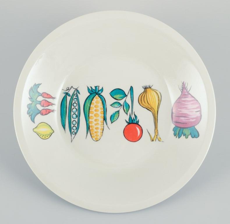 Villeroy & Boch, Luxembourg, five deep plates in stoneware featuring various vegetable motifs. 