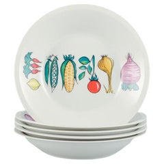 Used Villeroy & Boch, Luxembourg, five deep plates in stoneware, 1980s