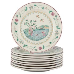 Vintage Villeroy & Boch, Luxembourg. Set of nine "American Sampler" porcelain plates