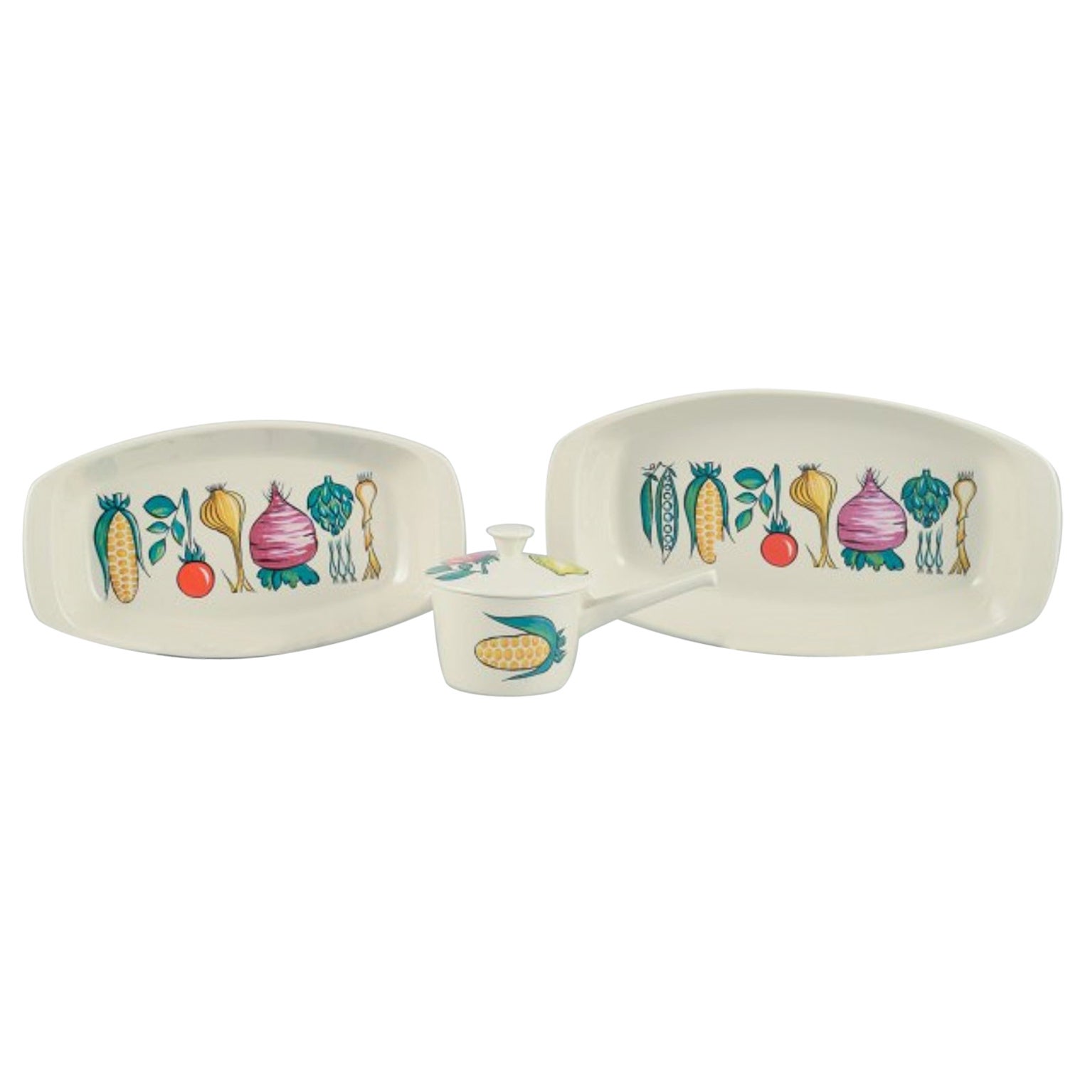 Villeroy & Boch, Luxemburg, drei Pieces aus Steingut "Primabella".