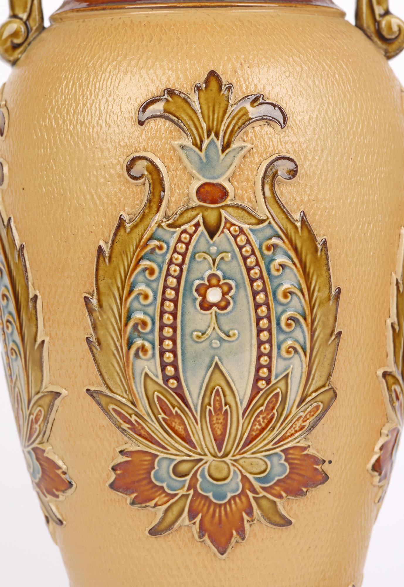 Villeroy & Boch Mettlach Art Nouveau Pair Stoneware Vases 4