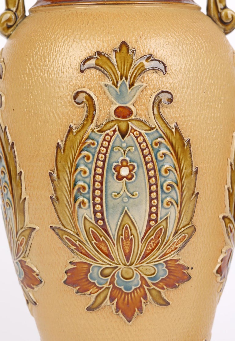 Villeroy and Boch Mettlach Art Nouveau Pair Stoneware Vases For Sale at