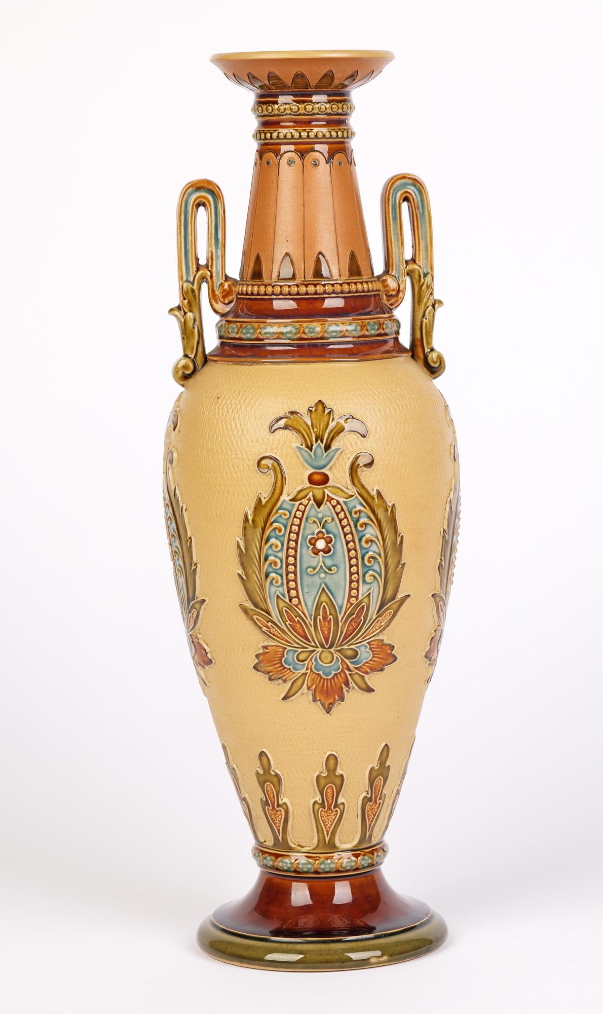 Villeroy & Boch Mettlach Art Nouveau Pair Stoneware Vases 5