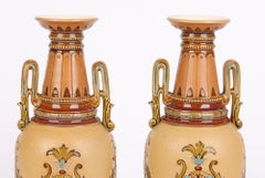 Villeroy & Boch Mettlach Art Nouveau Pair Stoneware Vases