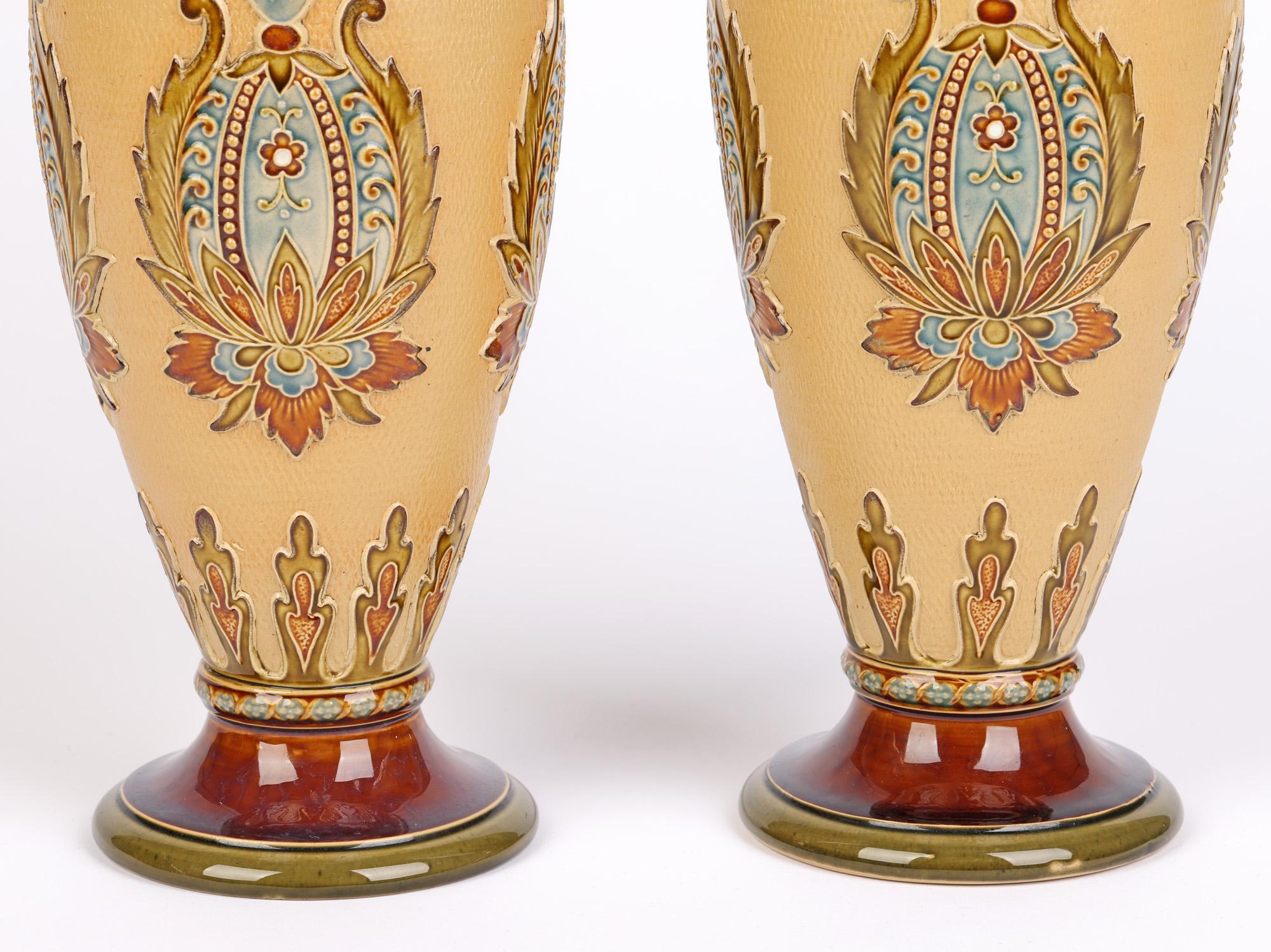 German Villeroy & Boch Mettlach Art Nouveau Pair Stoneware Vases