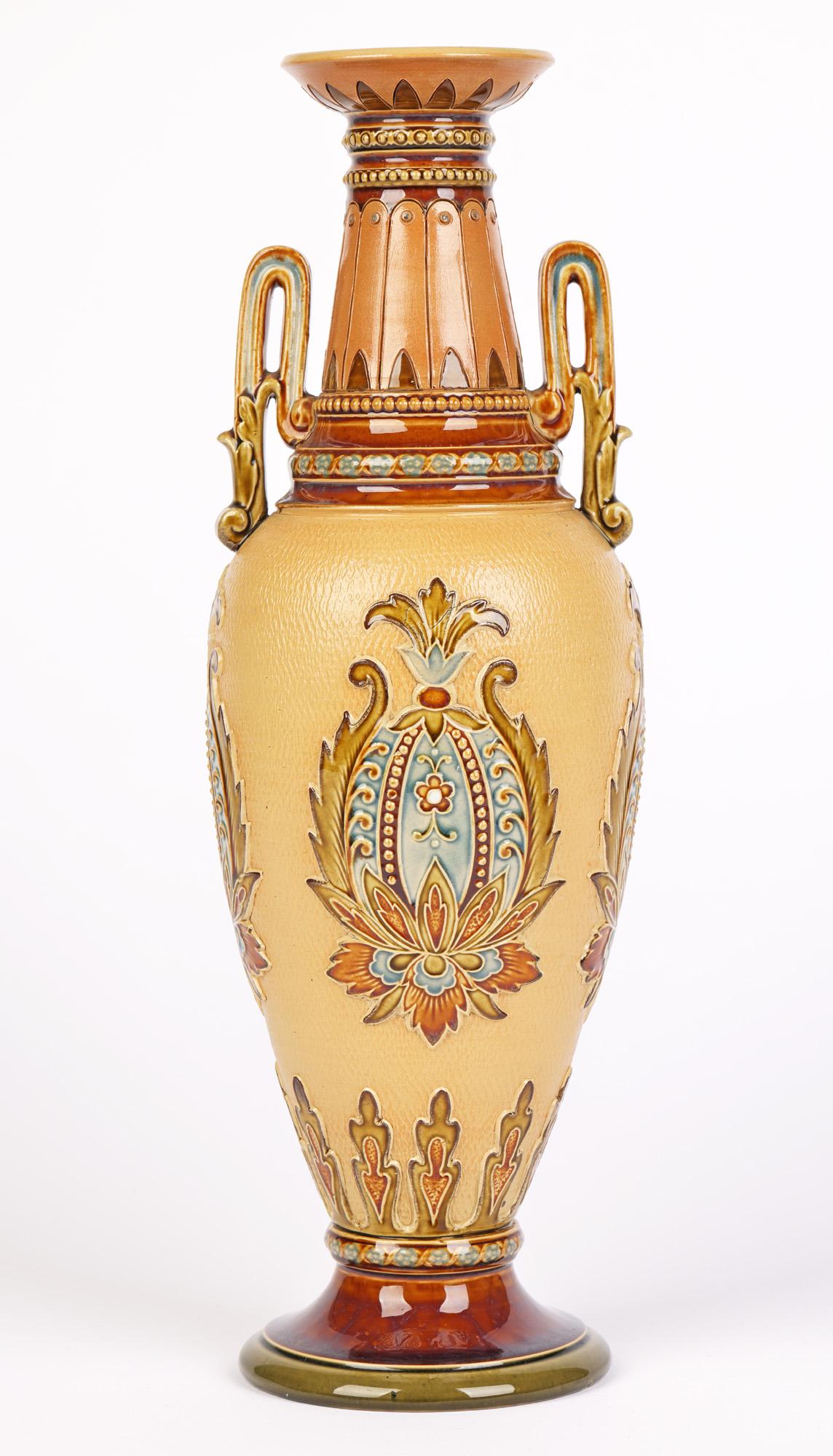 Early 20th Century Villeroy & Boch Mettlach Art Nouveau Pair Stoneware Vases