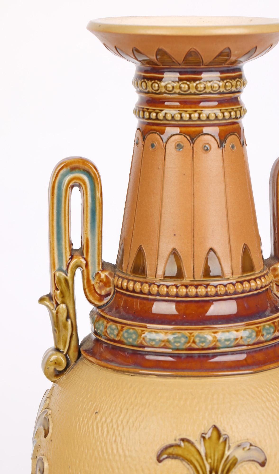 Villeroy & Boch Mettlach Art Nouveau Pair Stoneware Vases 1