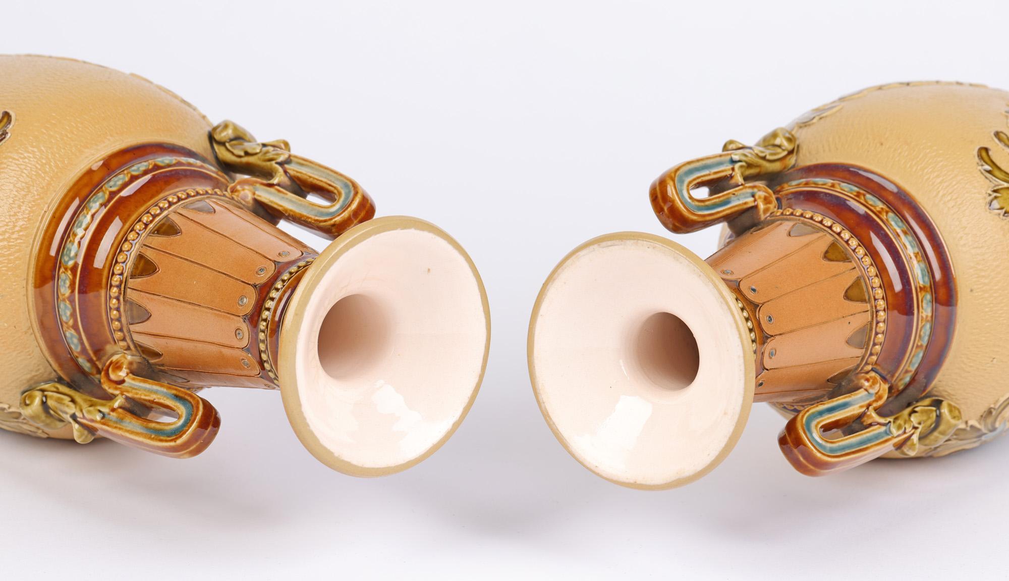 Villeroy & Boch Mettlach Art Nouveau Pair Stoneware Vases 2