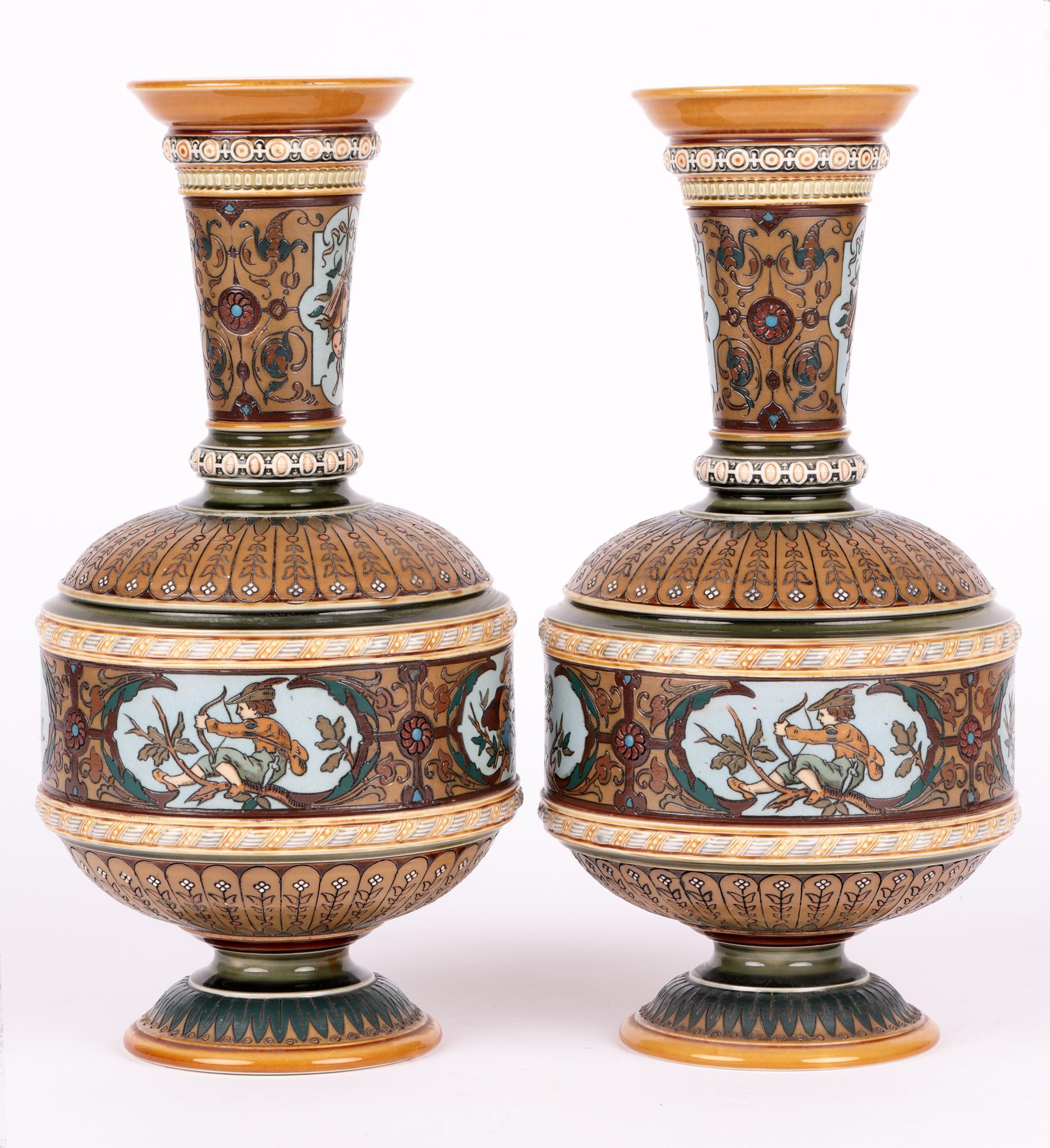 Villeroy & Boch Mettlach Art Nouveau Pair Vases with Boys 6