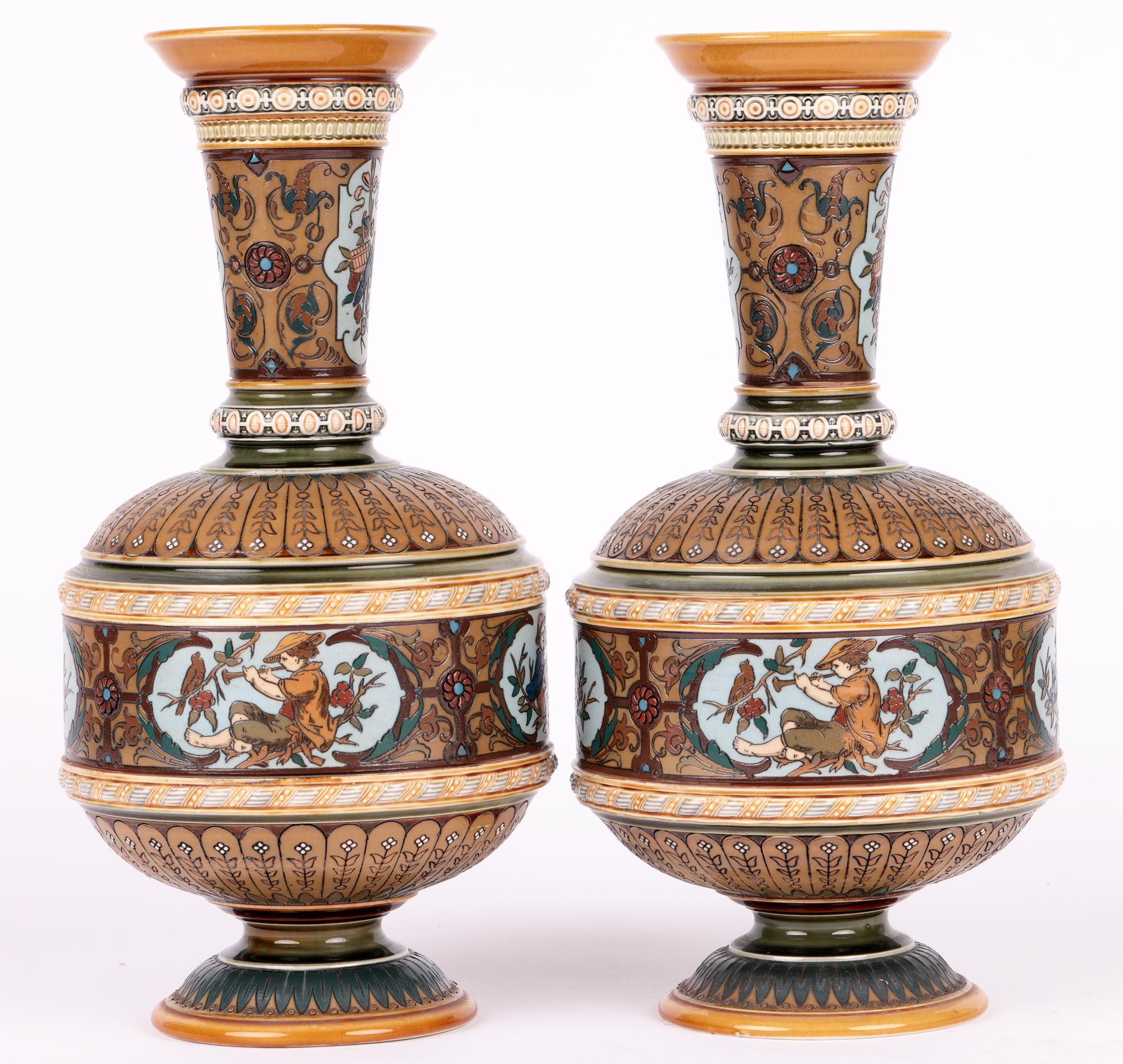 Villeroy & Boch Mettlach Art Nouveau Pair Vases with Boys 10