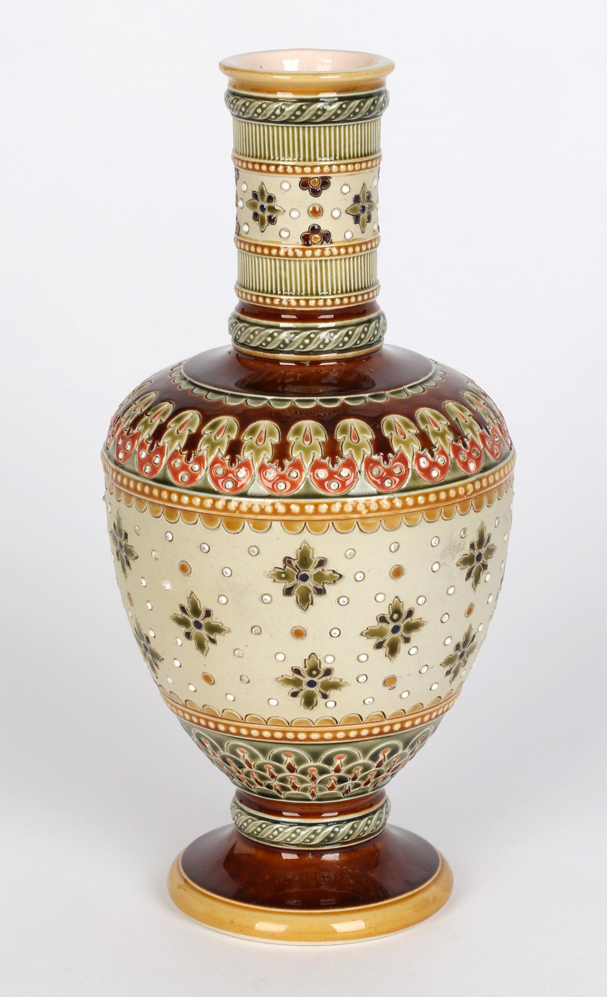 Villeroy Boch Mettlach Art Nouveau Stoneware Pedestal Vase 2